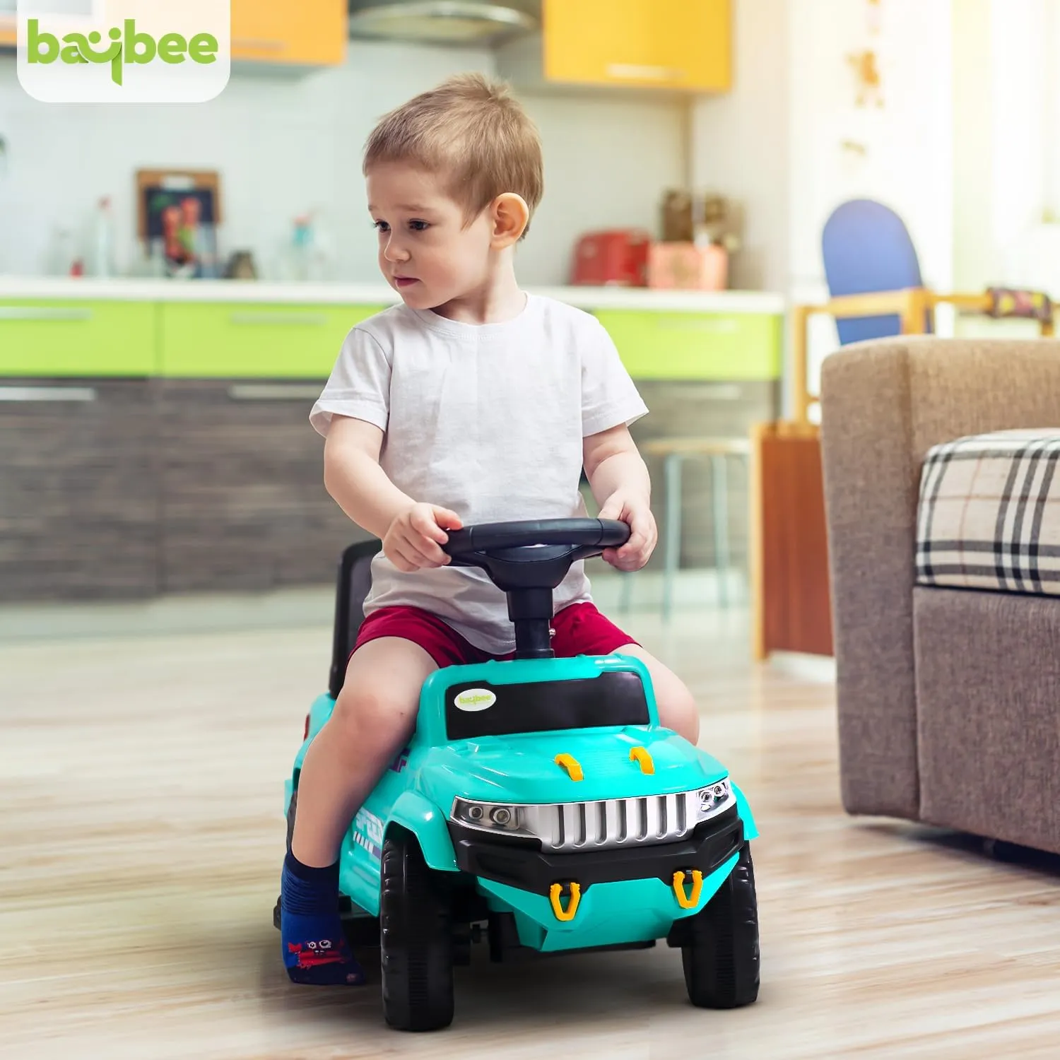 Baybee Speedy Pro Rechargeable Battery Operated Jeep for Kids, Ride on Toy Kids Car with Music, LED Light & Storage, Baby Big Electric Jeep Battery Car for Kids to Drive 1 to 4 Years Boy Girl (Green)