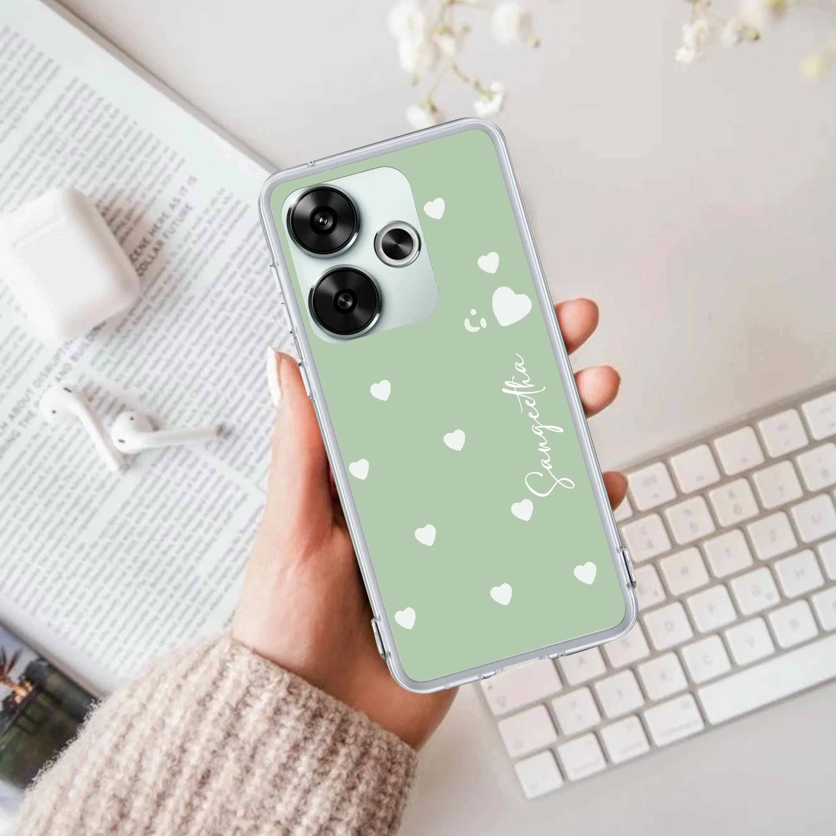 Be Loved Customize Transparent Silicon Case Mint Green For Poco