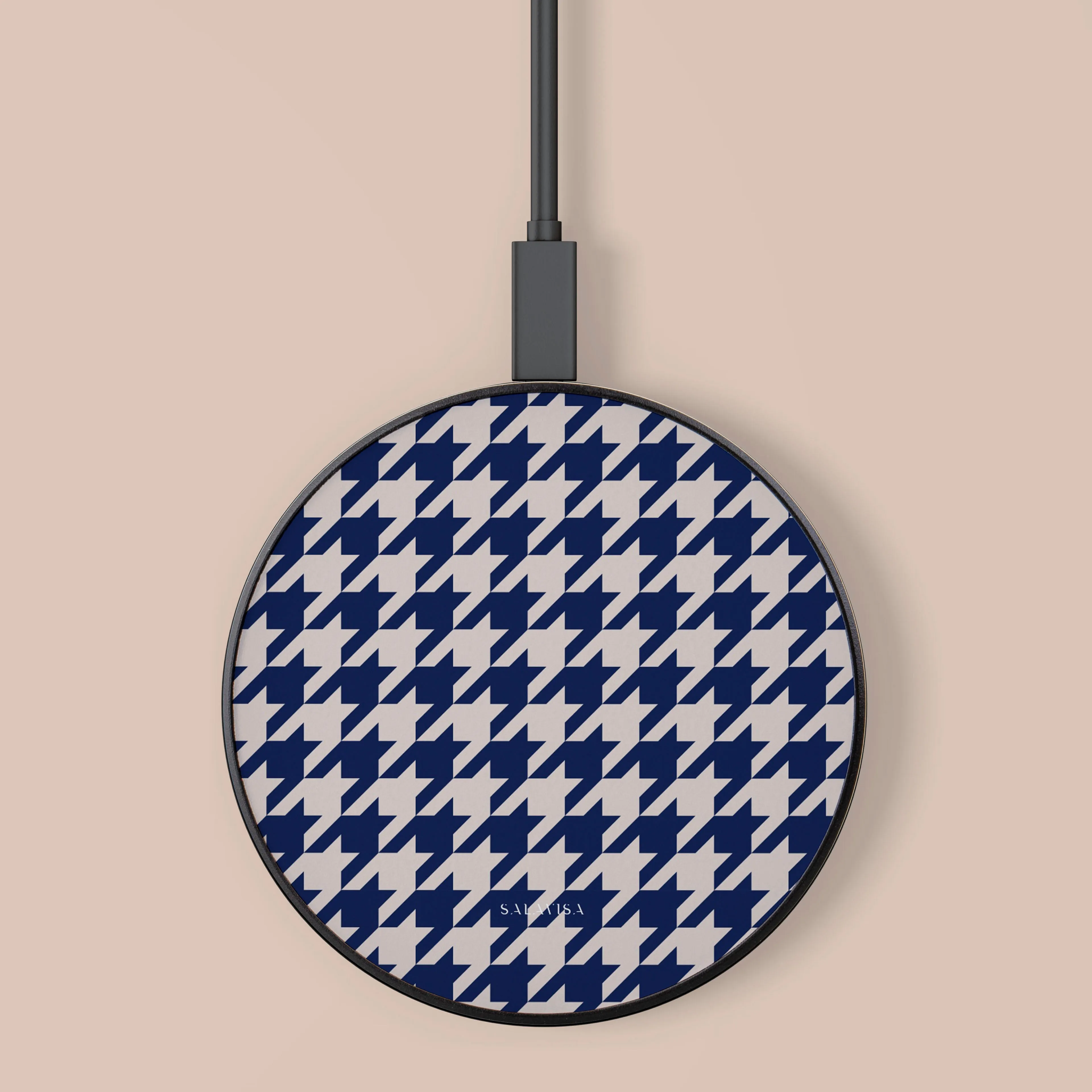 Blue Houndstooth Wireless Charger