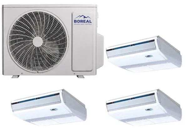 Boreal 30,000 BTU 21 SEER2 Tri Zone Universal Floor/Ceiling Ductless Mini Split System (9k, 9k, 9k ) 208-230V