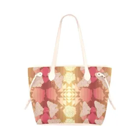 Butterfly and Roses on Geometric Clover Canvas Tote Bag