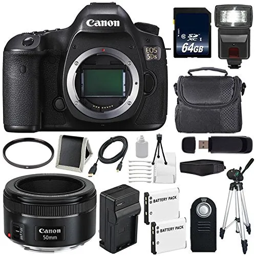 Canon EOS 5DS DSLR Camera (International Model) 0581C002   Canon EF 50mm f/1.8 STM Lens   LP-E6 Battery Starter Bundle