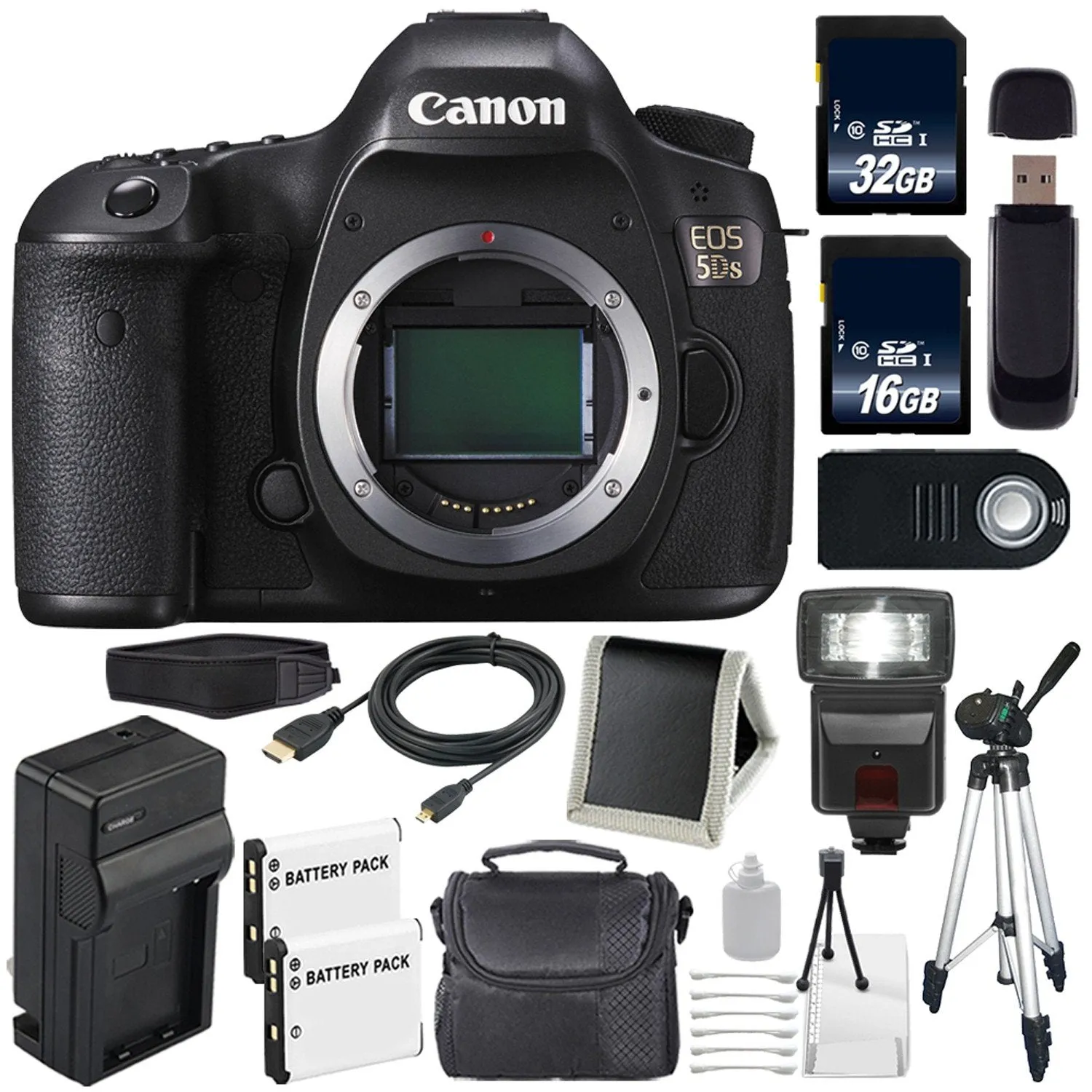 Canon EOS 5DS DSLR Camera (International Model) 0581C002   LP-E6 Battery   32GB Card   16GB Card Ultimate Bundle