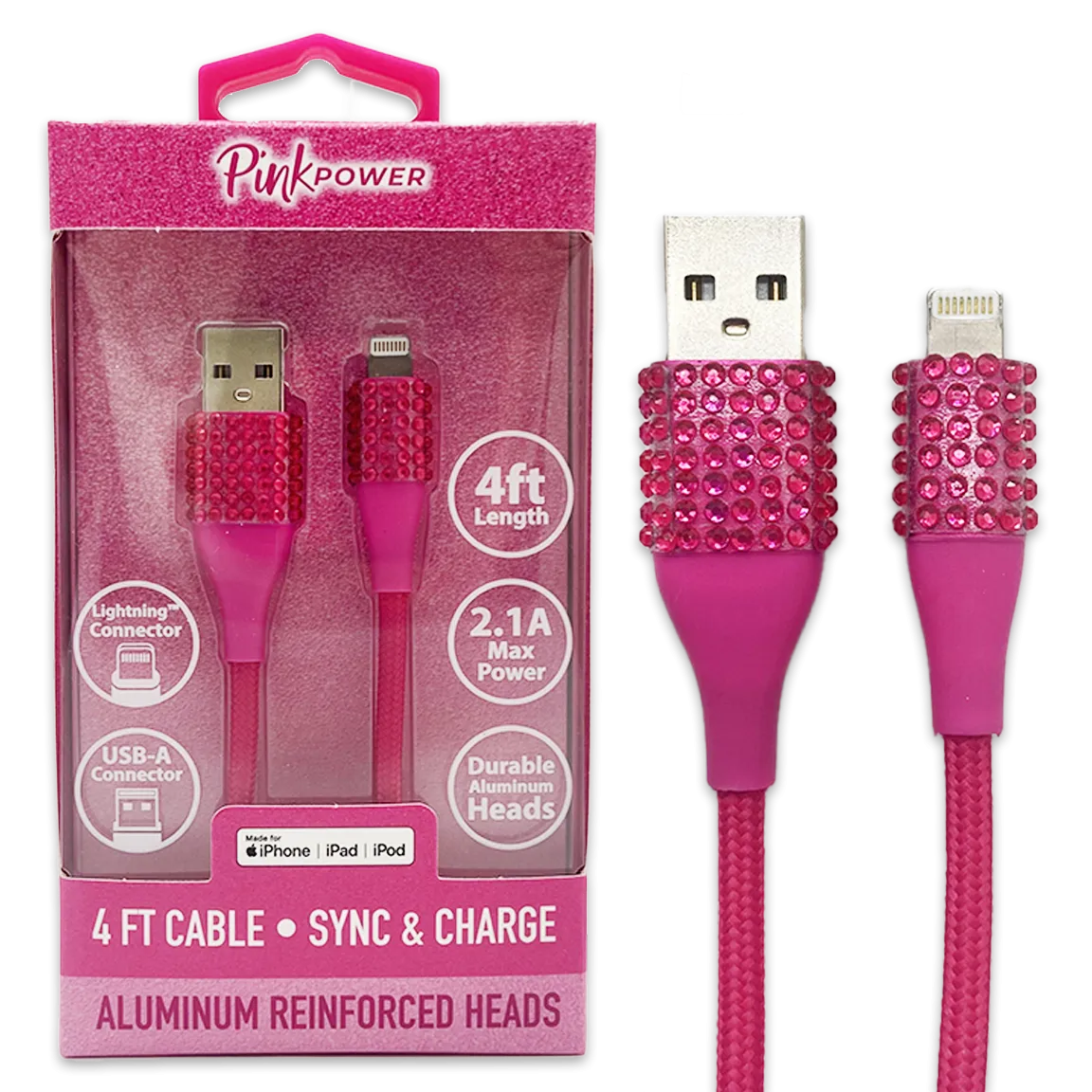 Car Charger / Wall Charger / Charging Cable Pink Power Assortment - 20 Pieces Per Retail Ready Display 88527