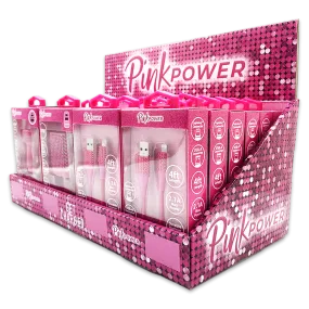 Car Charger / Wall Charger / Charging Cable Pink Power Assortment - 20 Pieces Per Retail Ready Display 88527