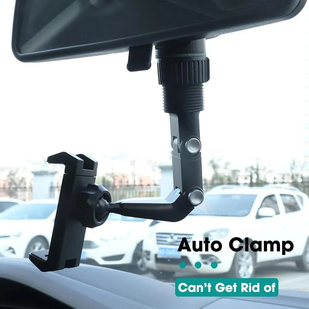 Car Phone Holder Multifunctional 360 Degree Rotatable Auto Rearview Mirror Seat Hanging Clip Bracket Cell Phone Holder for Car