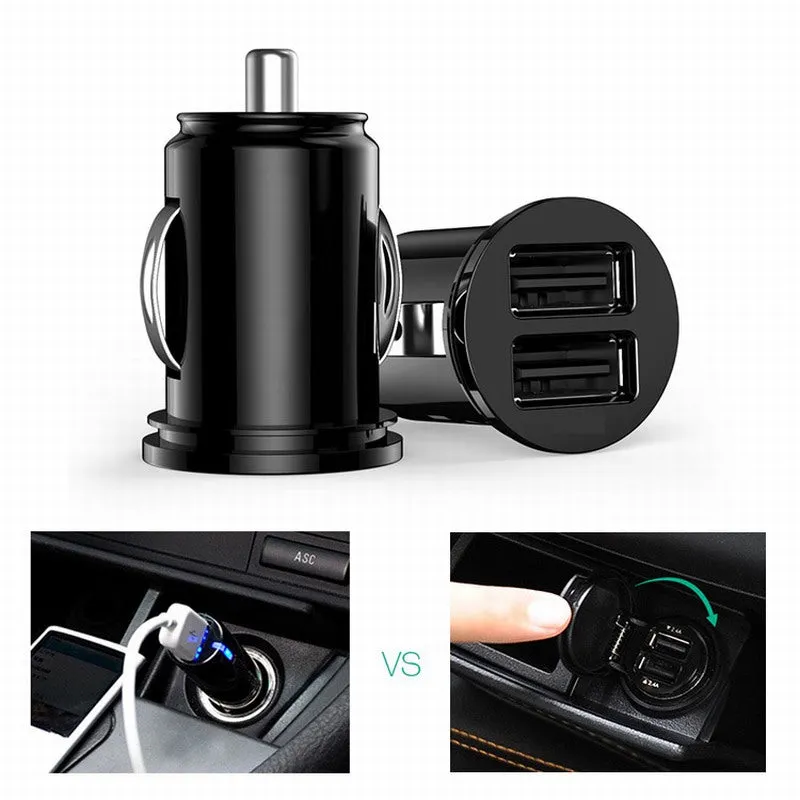 Car Truck Dual 2 Port USB Mini Charger Adapter for iPhone 7 Plus 6 5S 4s Huawei P10 Samsung Galaxy S8 S7 celular Black 12V Power