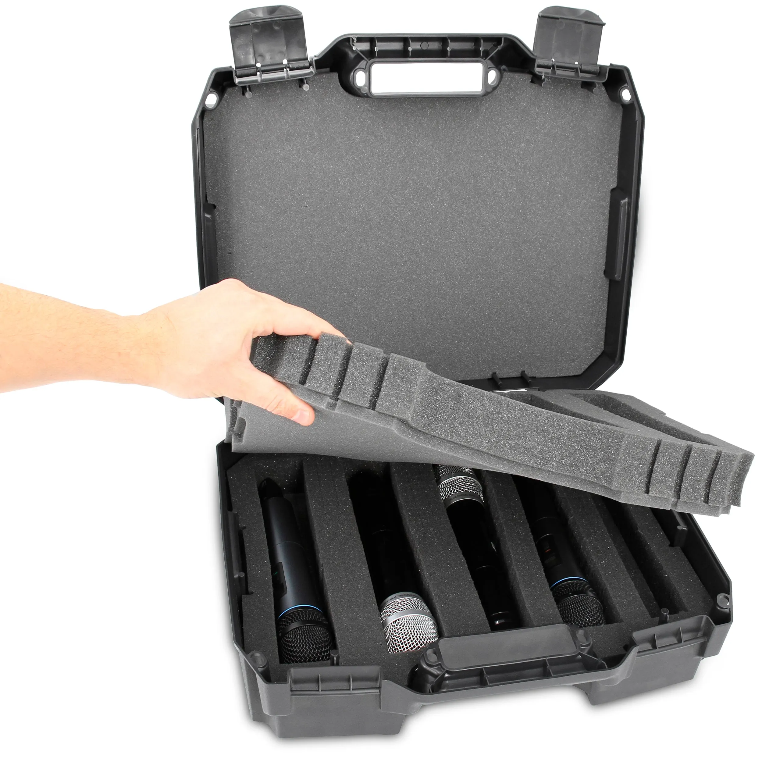 CASEMATIX Hard Shell Microphone Case Compatible with Sennheiser, Audio -Technica or Shure Wireless Mic System - Dual Layer Foam - Includes Case Only