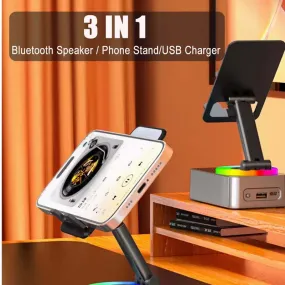 Cell Phone Stand with Bluetooth Speaker & Power Bank