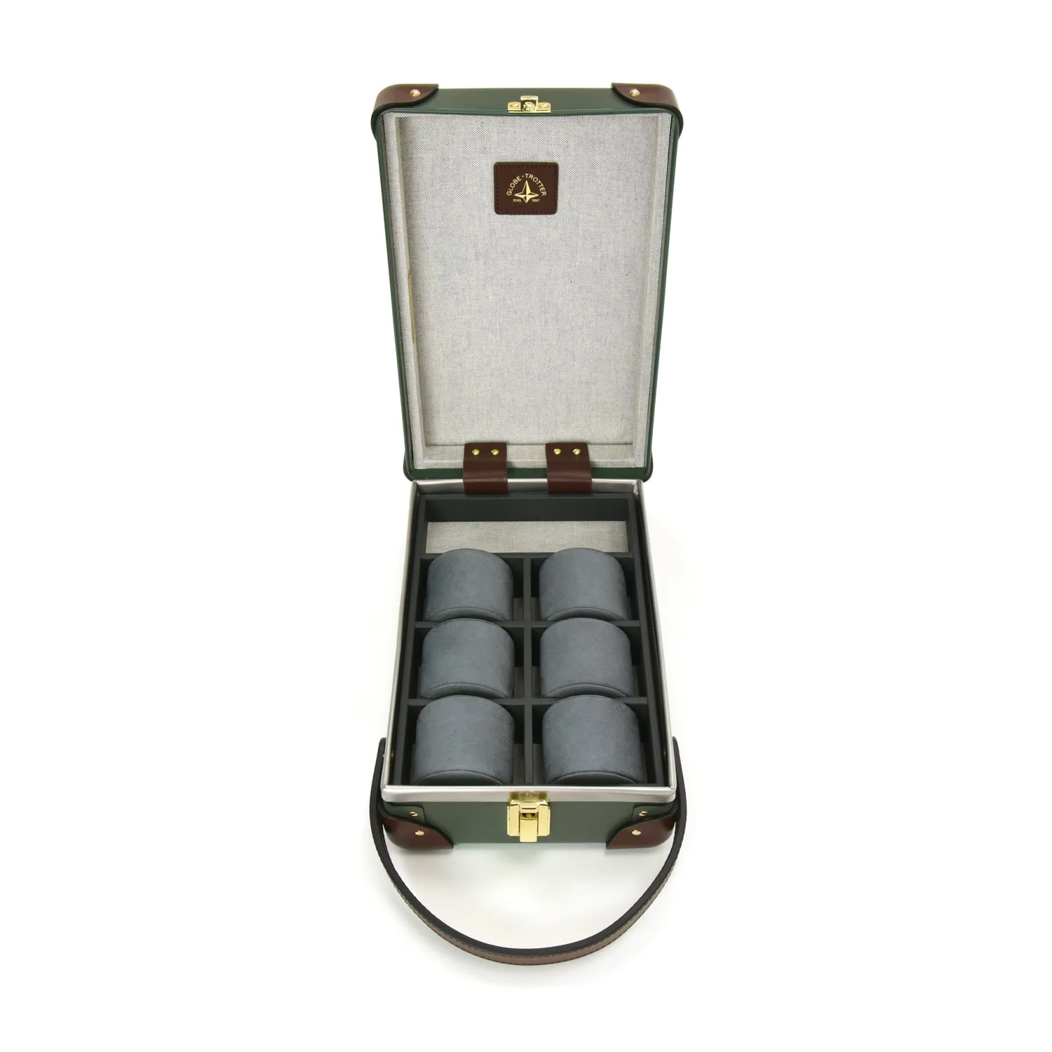 Centenary · 6-Slot Watch Case | Green/Brown