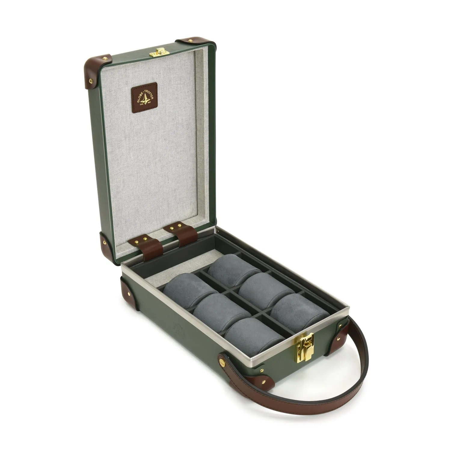 Centenary · 6-Slot Watch Case | Green/Brown