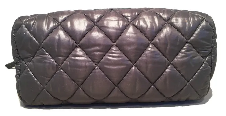 Chanel Grey Quilted Puffy Travel Accessories Cosmetic Pouch