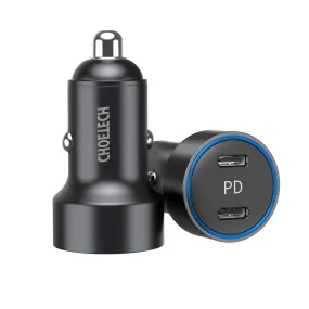 Choetech Dual Usb-C  Pd Fast Car Charger 40Watt Black