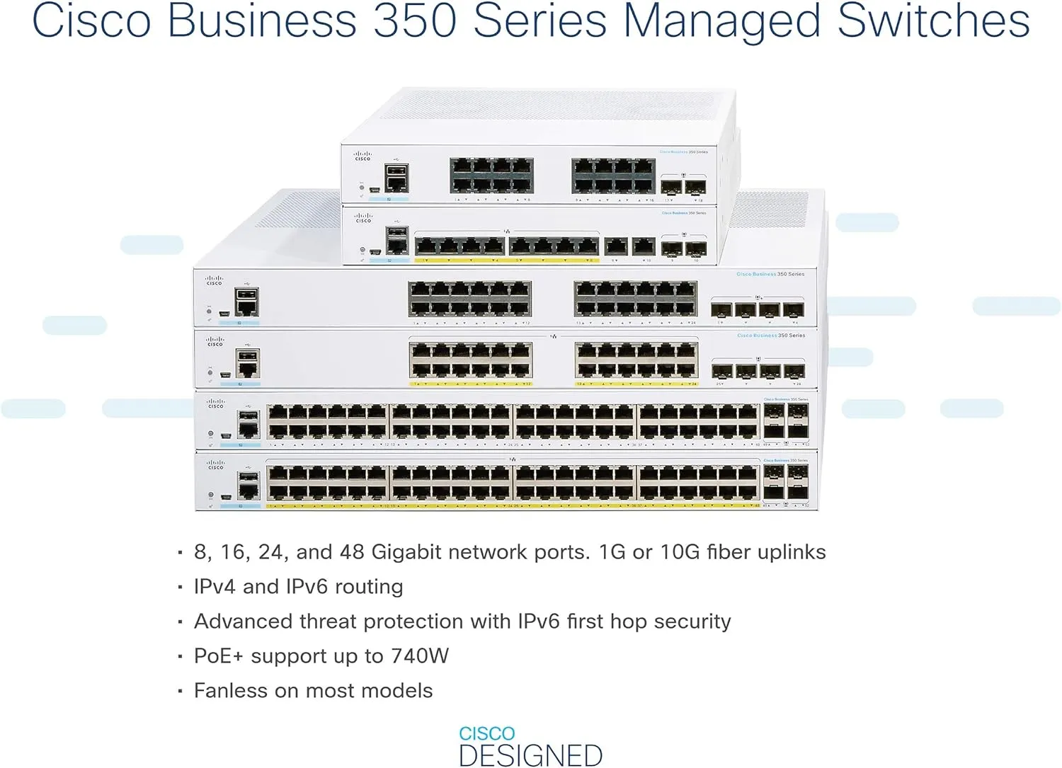 Cisco Business CBS350 24-Port Gigabit (195W PoE )   4-Port 10G SFP  Uplink 全網管交換機 (CBS350-24P-4X-UK / NE-3524P4X) 有限終生保用