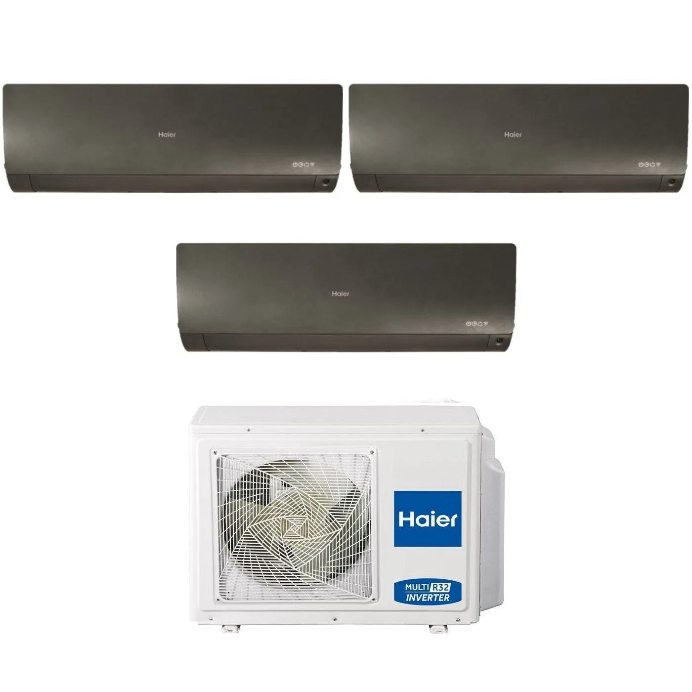 Climatizzatore Condizionatore Haier Trial Split Inverter serie FLEXIS PLUS BLACK 7 7 9 con 3U70S2SR3FA R-32 Wi-Fi Integrato Colore Nero 7000 7000 9000