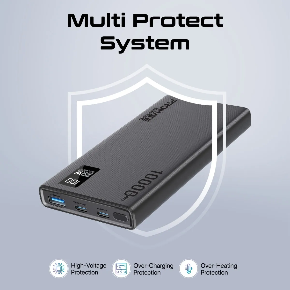 Compact Smart Charging Power Bank with 20W PD Dual USB-C and 22.5W USB-A Ports