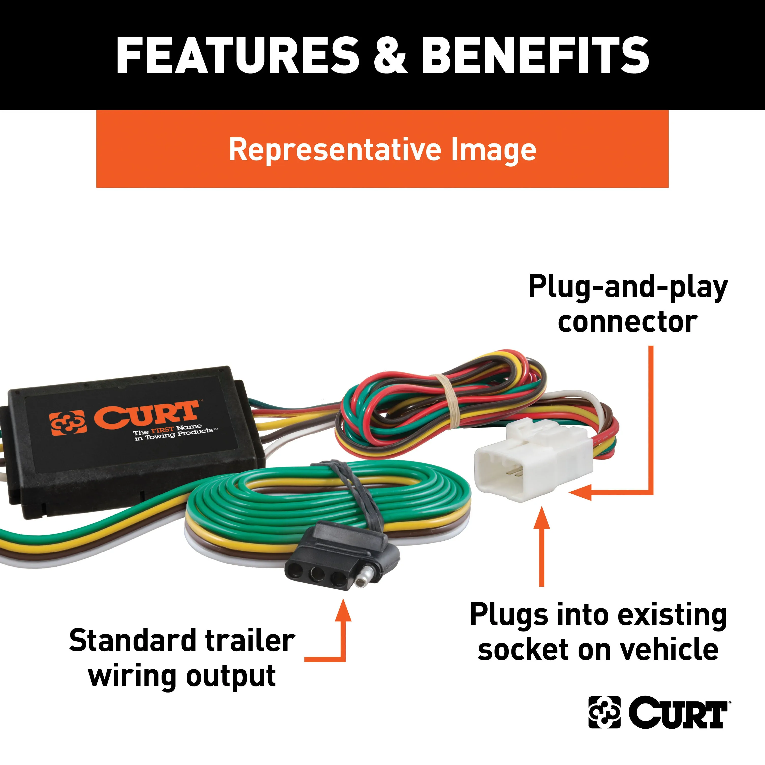 CURT 55593 Custom 4-Flat; Select Mazda CX-7; OEM Tow Package Required