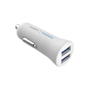 Cygnett PowerMini 2.4A Dual USB Car Charger - White