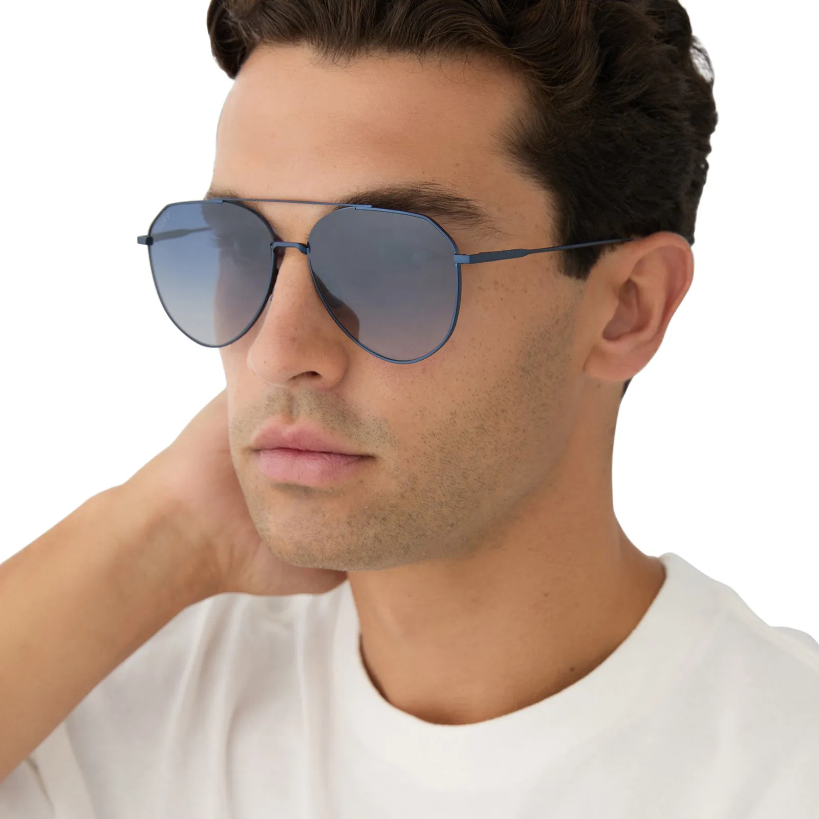 DASH - DEEP NAVY METAL   AEGEAN BLUE FLASH SUNGLASSES