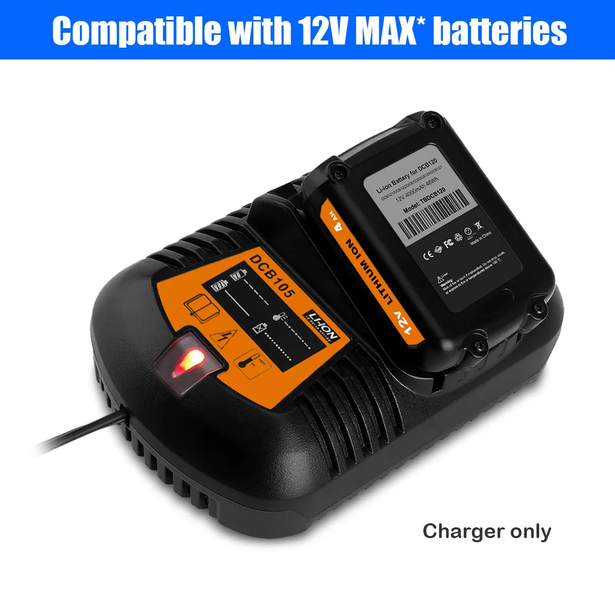 DCB105 12V 20V Battery Charger Replacement for Dewalt 12V 20V Battery Charger