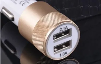 DUAL METALLIC CAR PORT UNIVERSAL USB PHONE CHARGER (sold by the piece)