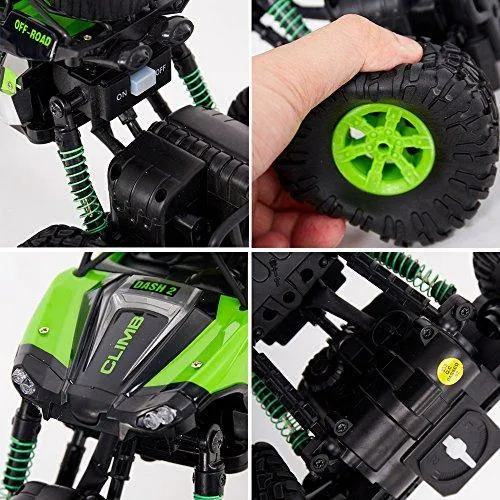 Electric RC Car 1:16 Remote Control Vehicle 2.4Ghz Off-Road Rock Crawler All Terrain Double-turn Waterproof Truck for Kids