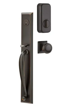 Emtek Single Cylinder Jefferson Handleset EMPowered Motorized Smart Lock Upgrade With Egg Knob