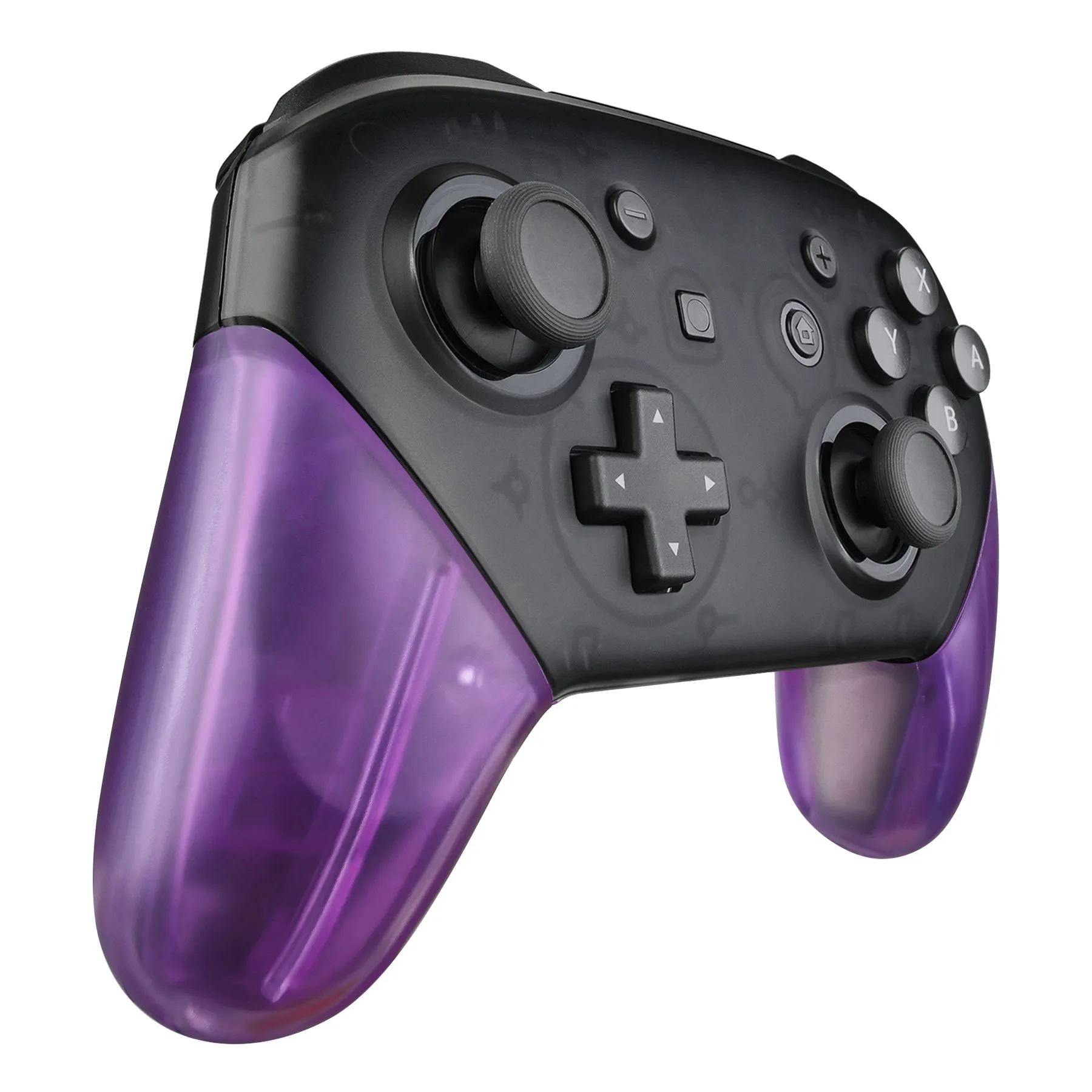 eXtremeRate Clear Atomic Purple Replacement Handle Grips for Nintendo Switch Pro Controller, DIY Hand Grip Shell for Nintendo Switch Pro - Controller NOT Included - GRM505