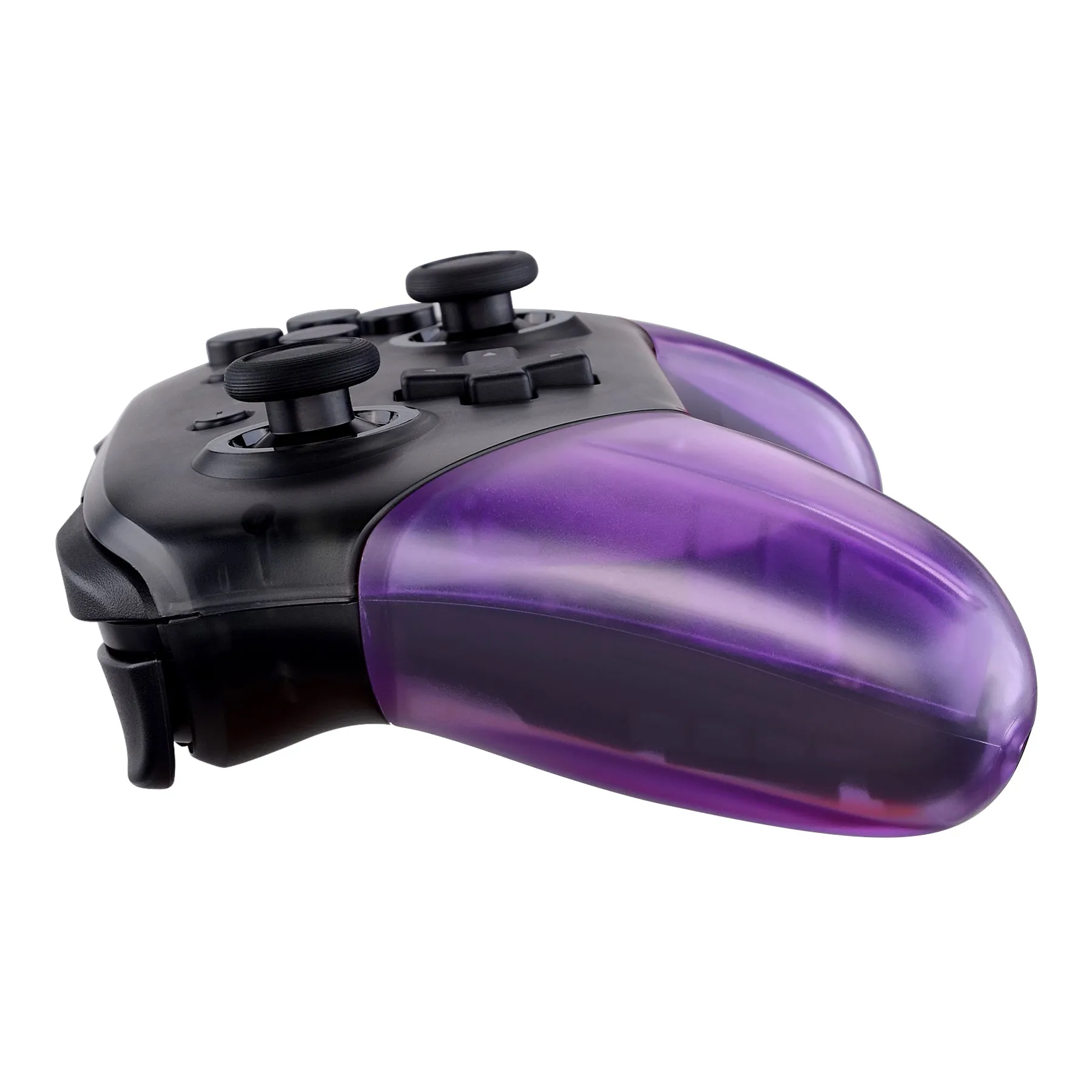 eXtremeRate Clear Atomic Purple Replacement Handle Grips for Nintendo Switch Pro Controller, DIY Hand Grip Shell for Nintendo Switch Pro - Controller NOT Included - GRM505