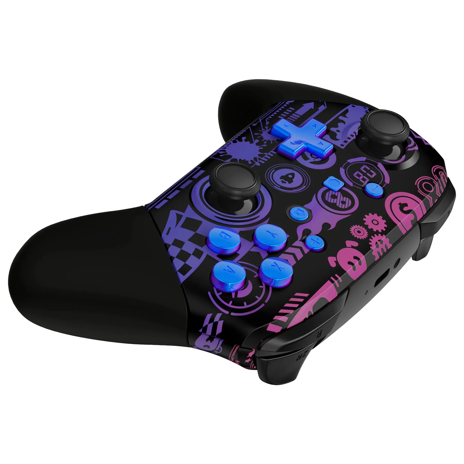 eXtremeRate Deluxe Championship Faceplate Backplate Handles for NS Switch Pro Controller, Soft Touch Replacement Grip Housing Shell Cover with Colorful ABXY Buttons for NS Switch Pro - FRT108