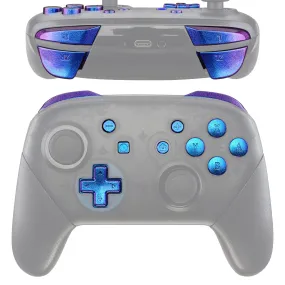 eXtremeRate DIY Replacement Full Set Buttons for Nintendo Switch Pro Controller - Purple Blue Chameleon - KRP301