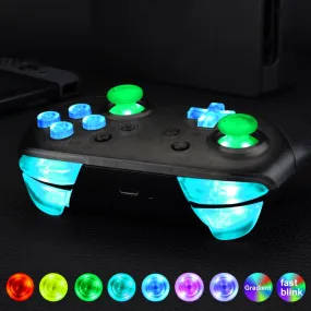 eXtremeRate Multi-Colors Luminated Thumbsticks D-pad ABXY ZR ZL L R Buttons DTFS LED Kit for Nintendo Switch Pro Controller - 9 Colors Modes 6 Areas DIY Option Button Control - NSLED001