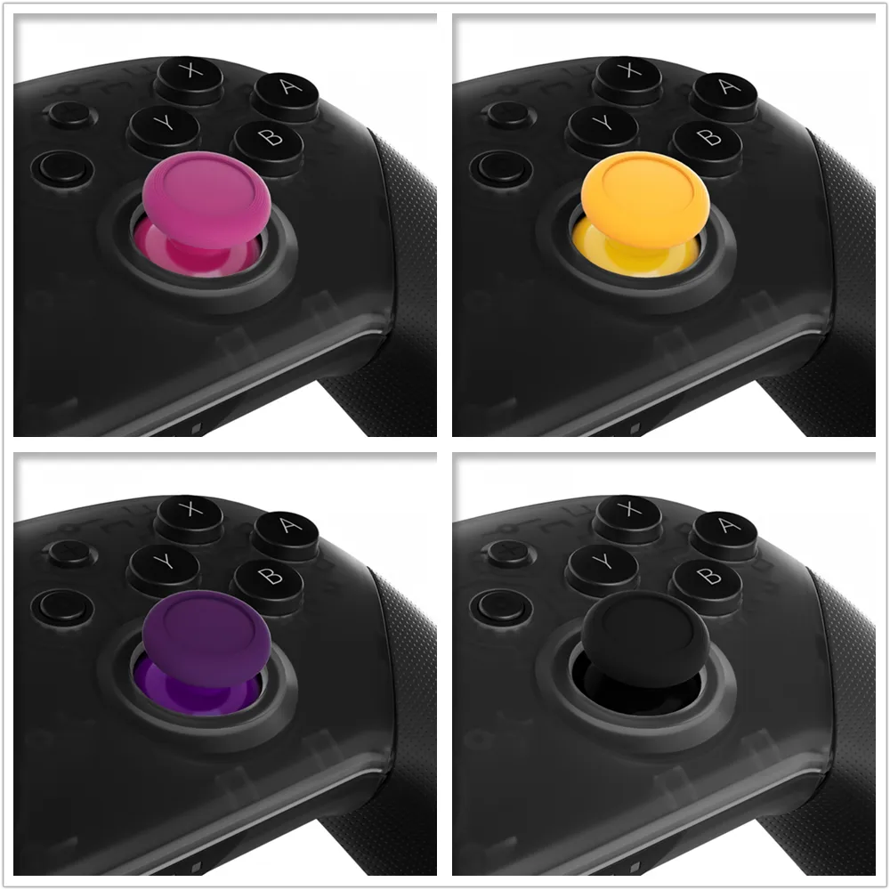 eXtremeRate Replacement 3D Joystick Thumbsticks, Analog Thumb Sticks with PH00 Screwdriver for Nintendo Switch Pro Controller - Yellow & Purple & Pink & Black - ZKRM504