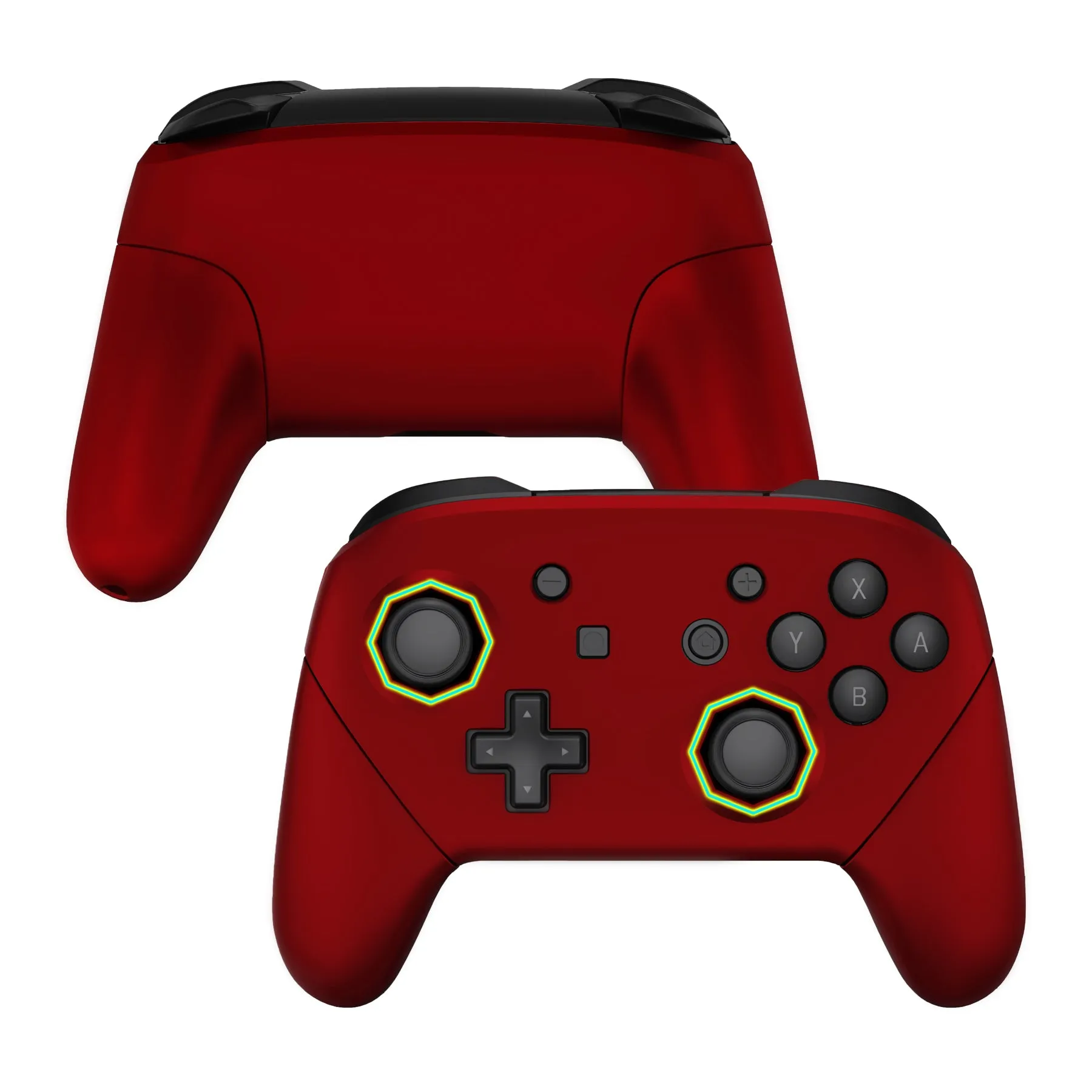 eXtremeRate Scarlet Red Faceplate Backplate Handles Cover, Octagonal Gated Sticks Design DIY Replacement Grip Housing Shell for NS Switch Pro Controller - Controller NOT Included - FRE609