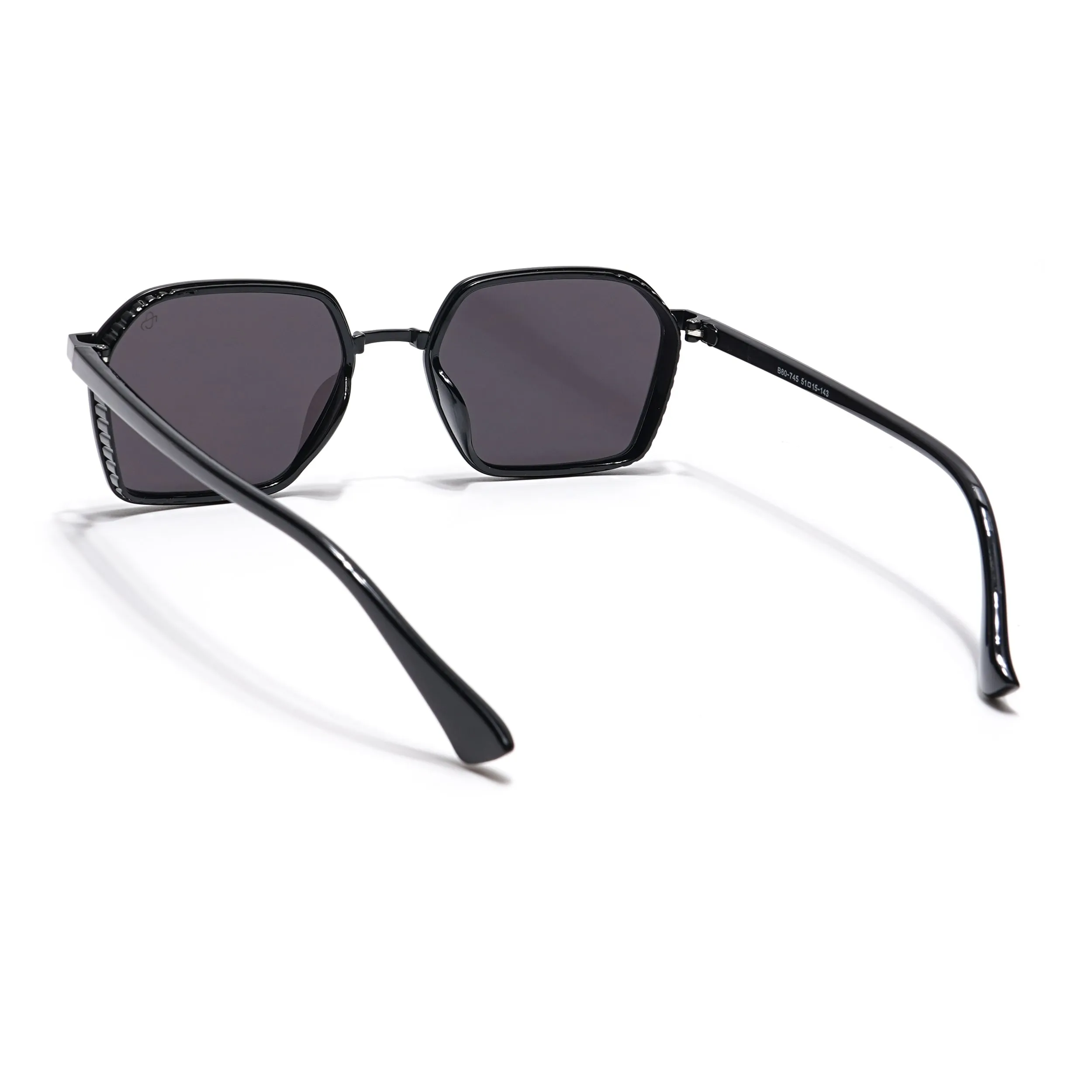 Eyejack Black Square Sunglasses for Men & Women (B80745CL836)