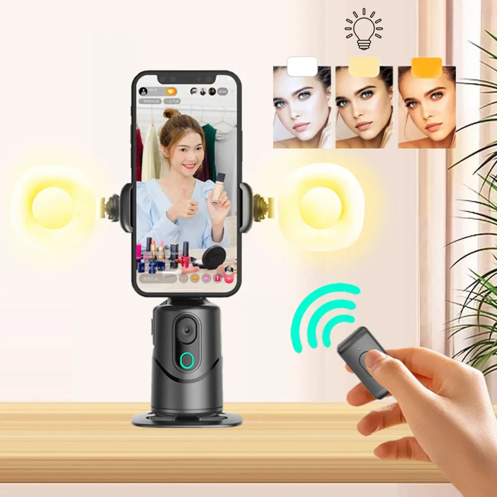 Face Tracking Gimbal 360°Rotation Gimbal Stabilizer, Follow-up Selfie Desktop Face Tracking Gimbal for Tiktok Smartphone Live with Remote Controller