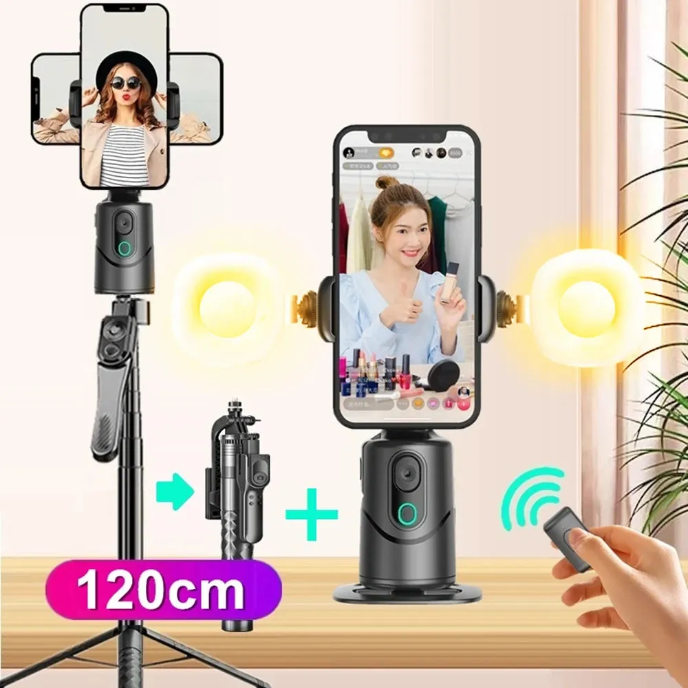 Face Tracking Gimbal 360°Rotation Gimbal Stabilizer, Follow-up Selfie Desktop Face Tracking Gimbal for Tiktok Smartphone Live with Remote Controller