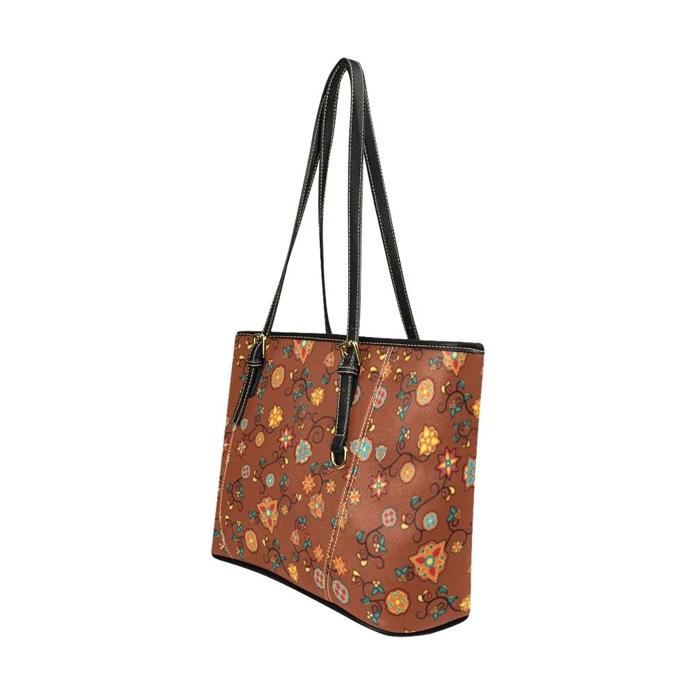 Fire Bloom Shade Leather Tote Bag/Large