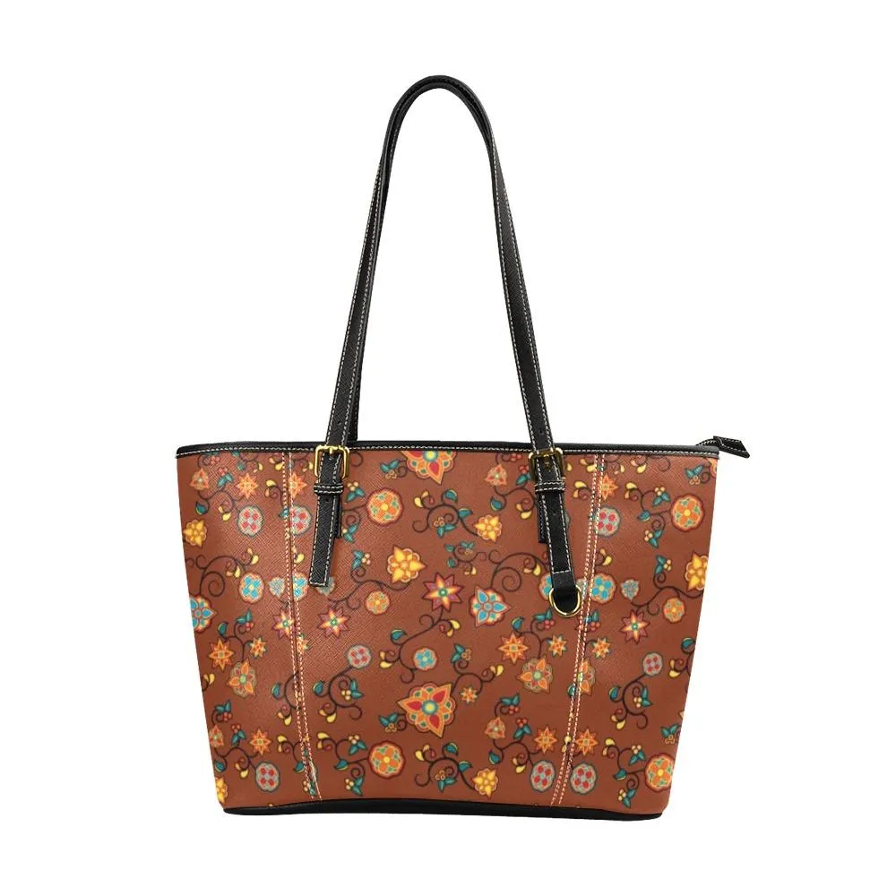 Fire Bloom Shade Leather Tote Bag/Large