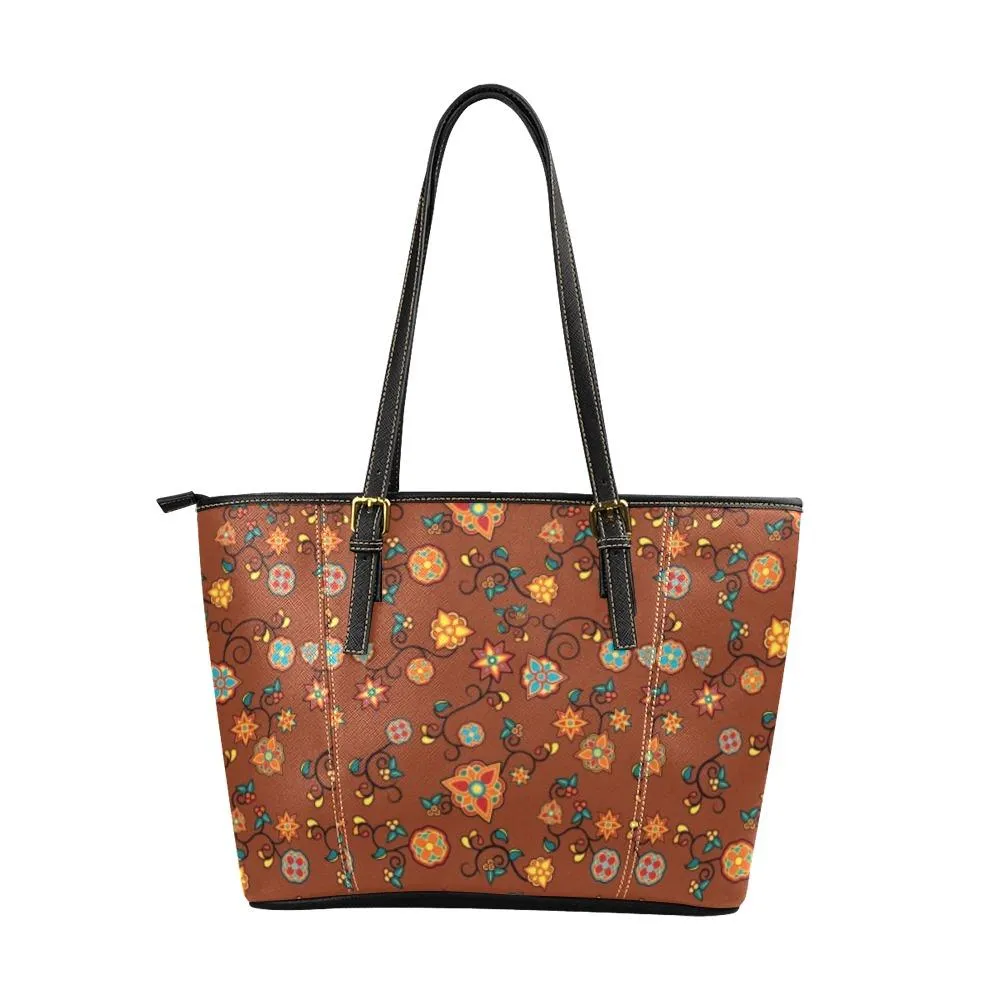 Fire Bloom Shade Leather Tote Bag/Large