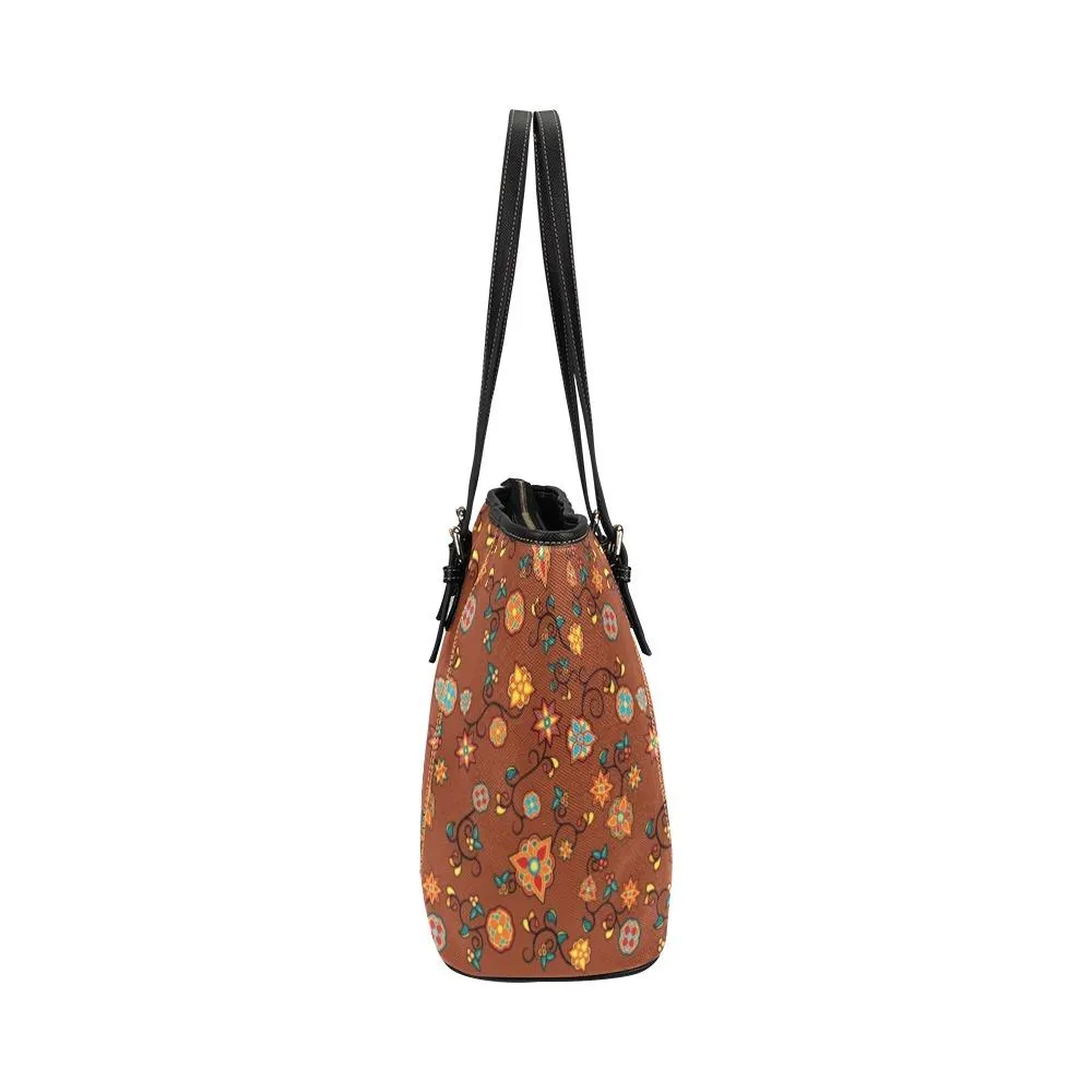 Fire Bloom Shade Leather Tote Bag/Large