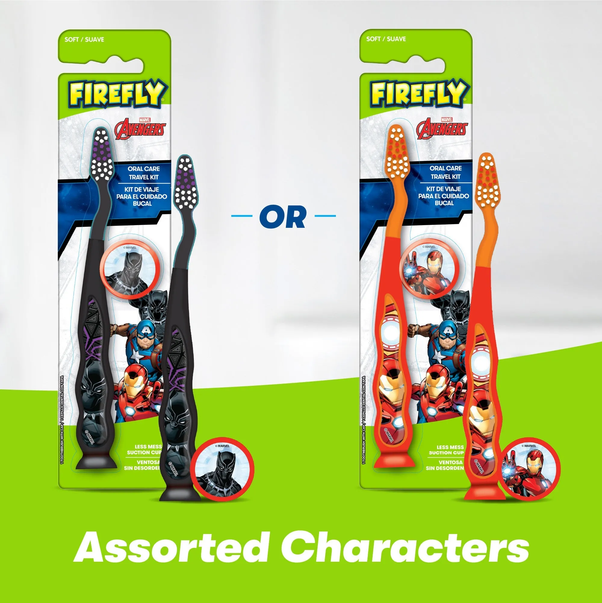 Firefly Kids Avengers Travel Kit, Soft Bristled Toothbrush, Ages 3 , 1 Count (Character May Vary)