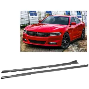 Fit 2011-2025 Dodge Charger SRT Style Side Skirts Extension kit (Unpainted Matte Black)