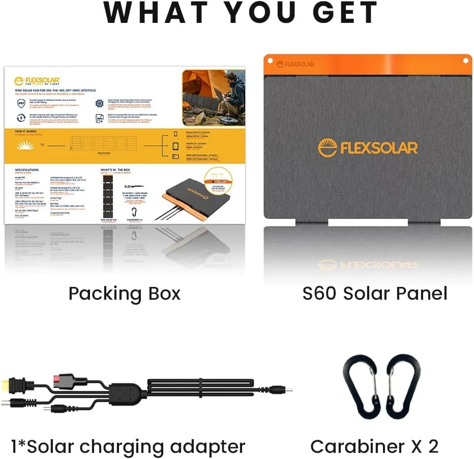 FlexSolar® S60 60W SolarPad Solar Panel Charger |  Official Refurbished