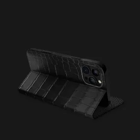 Folio Stand Case Edition Black For iPhone 16 Pro In Alligator