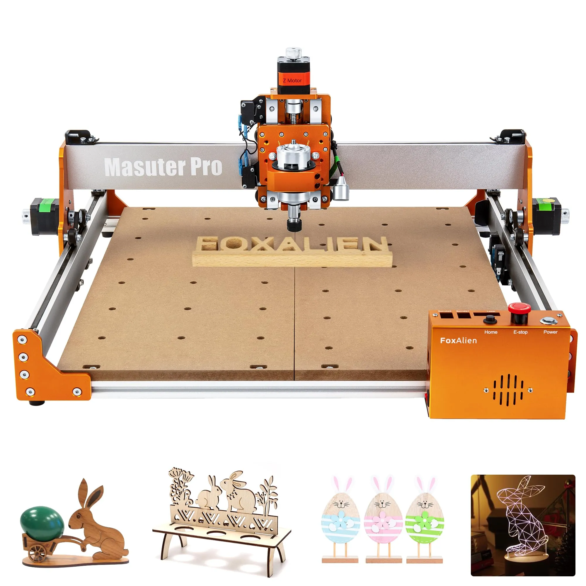 FoxAlien Masuter Pro CNC Router Machine, Upgraded 3-Axis Engraving All-Metal Milling Machine for Wood Acrylic MDF Nylon Carving Cutting