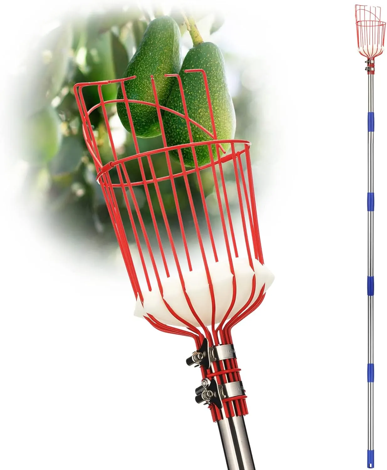 Fruit Picker Pole with Basket Telescoping