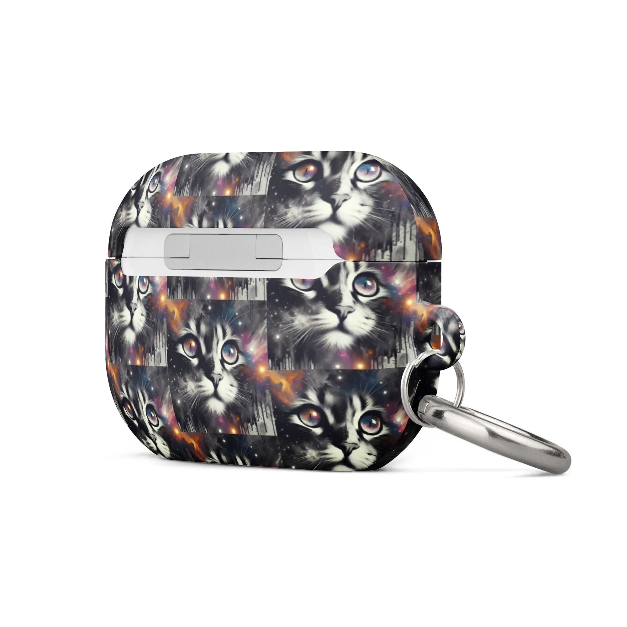 Galactic Cat AirPods® Case | Impact-Resistant Polycarbonate | Metal Carabiner | Scratch & Drop Protection