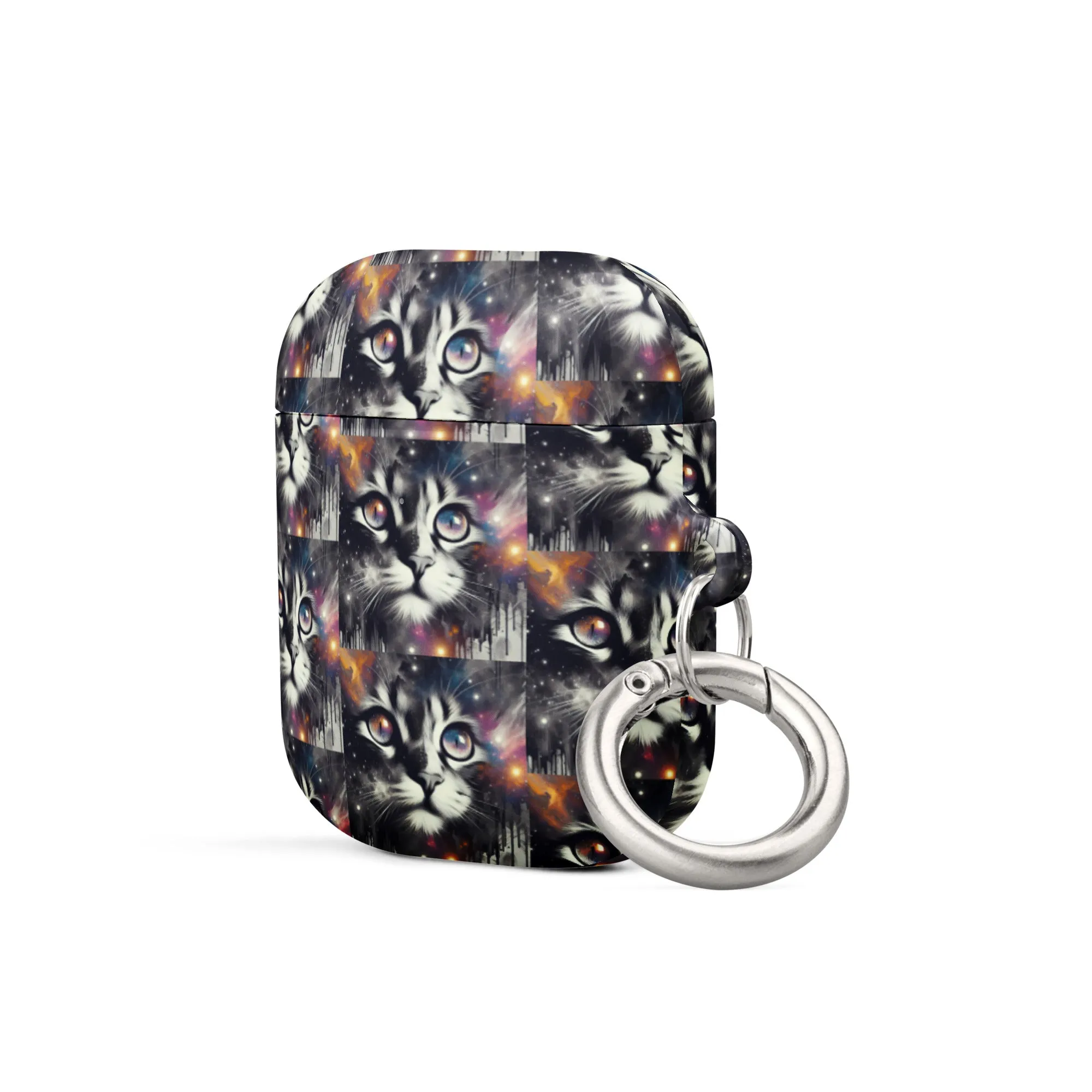 Galactic Cat AirPods® Case | Impact-Resistant Polycarbonate | Metal Carabiner | Scratch & Drop Protection