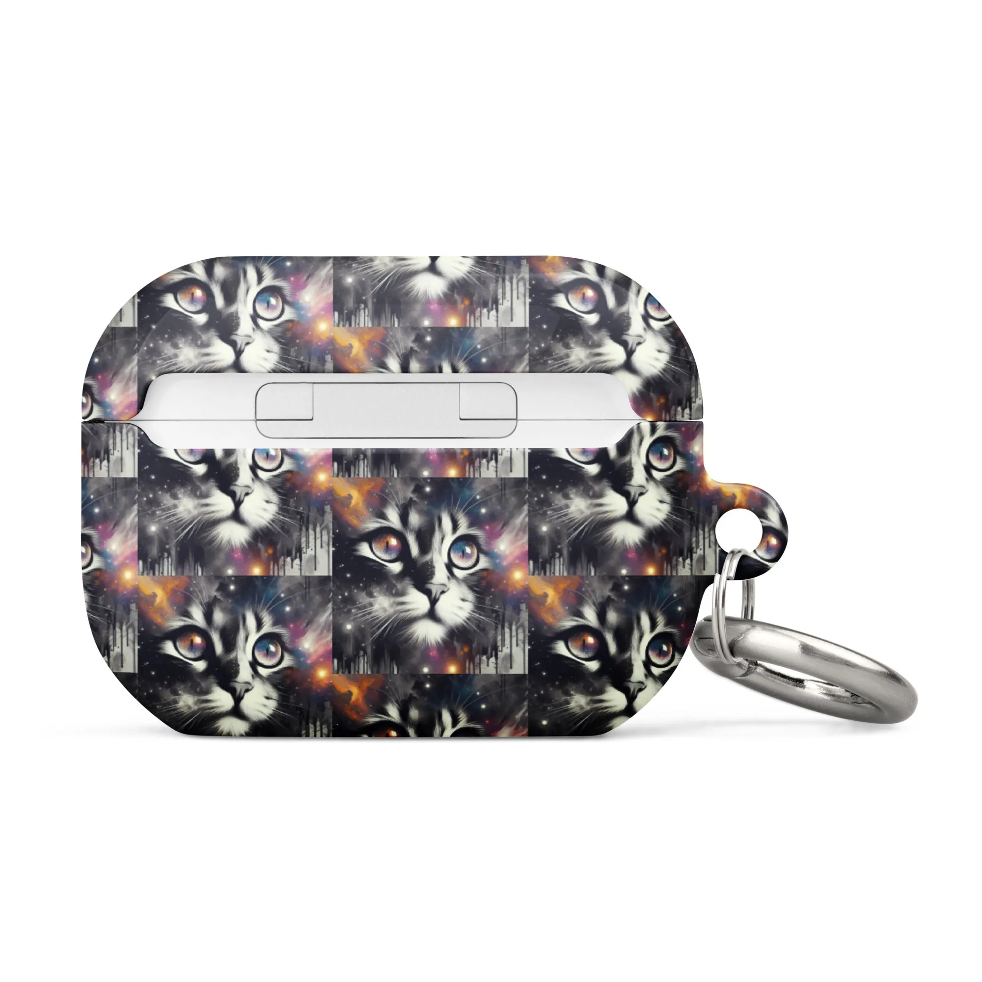 Galactic Cat AirPods® Case | Impact-Resistant Polycarbonate | Metal Carabiner | Scratch & Drop Protection